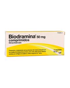 Biodramina 50 mg comprimidos, 12 comprimidos