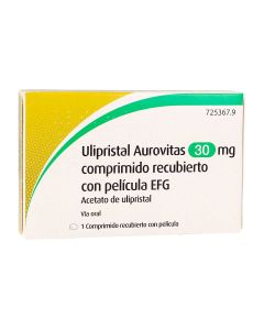 Ulipristal aurovitas 30 mg comprimido recubierto con pelicula efg, 1 comprimido