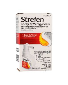 Strefen spray 8,75 mg/dosis solucion para pulverizacion bucal sabor miel y limon 1 frasco de 15 ml