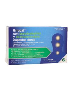 Grippal con pseudoefredrina y dextrometorfano capsulas duras, 16 cÃ¡psulas