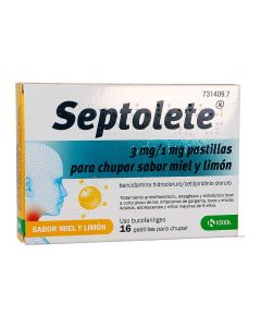 Septolete 3 mg/1 mg pastillas para chupar sabor miel y limon 16 pastillas