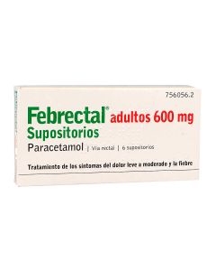 Febrectal adultos 600 mg supositorios, 6 supositorios