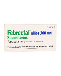 Febrectal niÃ±os 300 mg supositorios, 6 supositorios