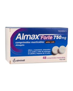 Almax forte 750 mg comprimidos masticables sabor cola, 48 comprimidos