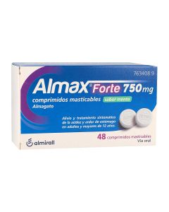 Almax forte 750 mg comprimidos masticables sabor menta, 48 comprimidos