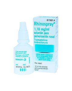 RHINOSPRAY 1,18 mg/ ml SOLUCION PARA PULVERIZACION NASAL, 1 envase pulverizador de 12 ml