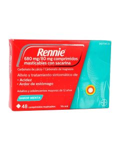 Rennie  680 mg/80 mg comprimidos masticables con sacarina, 48 comprimidos