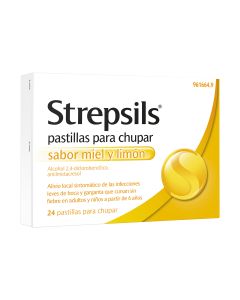 STREPSILS PASTILLAS PARA CHUPAR SABOR MIEL Y LIMON, 24 pastillas