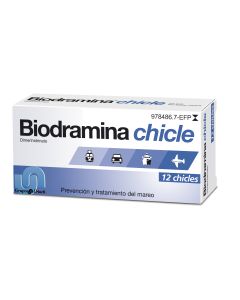 BIODRAMINA 20 mg CHICLES MEDICAMENTOSOS, 12 chicles