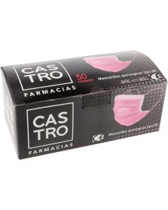 Mascarillas Quirúrgicas Rosas Tipo IIR Castro Farmacias 50 uds
