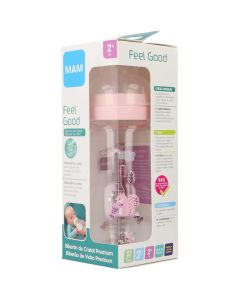 Biberón rosa de cristal Premium Mam +2 meses