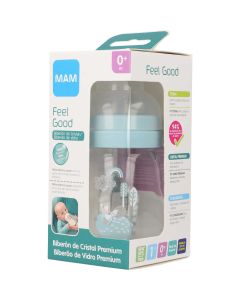 Biberón azul de cristal Premium Mam recién nacido 170 ml