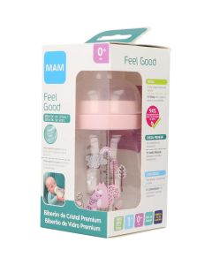 Biberón rosa de cristal Premium Mam recién nacido 170 ml