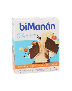 biManán Snack Barquillo Chocolate con Leche y Avellanas