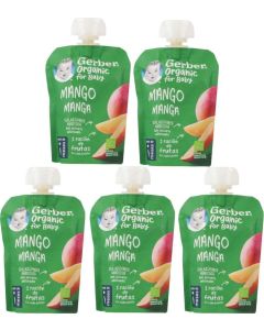 Gerber Organic Pouch Puré de Mango Pack de 5 Unidades