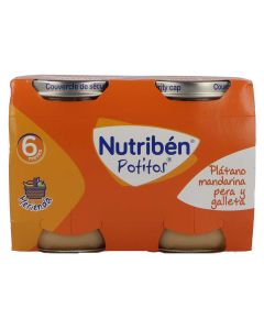 Nutribén Potito Plátano, Mandarina, Pera y Galleta