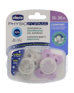 Chicco 2 Chupetes Comfort Night 16-36 meses