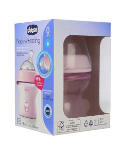 Chicco Biberón Natural Feeling Flujo Lento +0 meses buho rosa