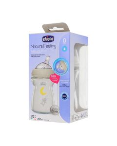 Chicco Natural Feeling Biberón de Cristal Flujo Lento +0 meses