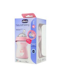 Chicco Biberón Natural Feeling +2 meses Búho Rosa