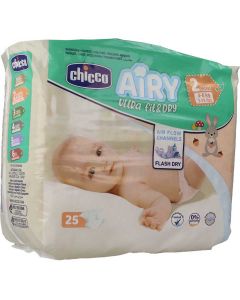 25 Pañales Chicco Airy  Talla 2 (3 - 6 Kg)