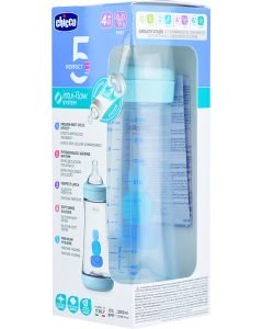 Chicco Biberón Azul 5 Perfect +4 meses Flujo Rápido 300ml