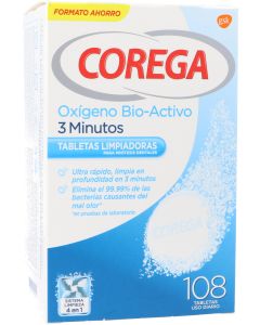 Corega Oxígeno Bio-Activo108 Tabletas Limpiadoras