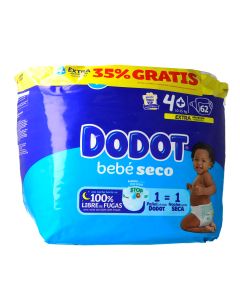 Pañales Dodot Bebé Seco Talla 4+ – Máxima absorción y suavidad