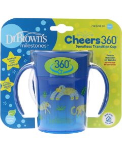 Dr. Brown's Vaso Aprendizaje con asas/sin boquilla 360º Azul 200 ml