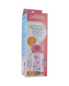 Dr Brown's Biberón Ancho Anticólicos Rosa 270 ml