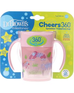 Dr. Brown's Vaso Aprendizaje con asas/sin boquilla 360º Rosa 200 ml