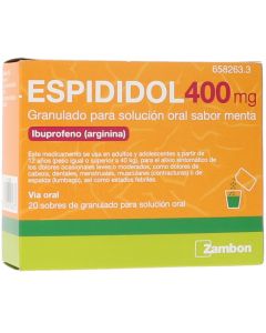 ESPIDIDOL 400 mg 20 SOBRES GRANULADO PARA SOLUCION ORAL (SABOR MENTA)