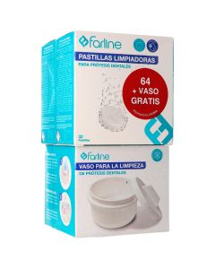 Farline Pastillas Limpiadoras + Vaso - 64 Unidades