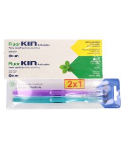 Fluor Kin Pack Ahorro Pastas Dentífricas + Cepillos 2x1