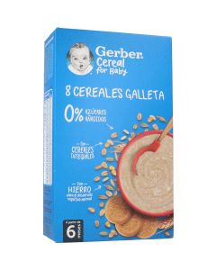 Gerber Papillas 8 Cereales con galleta + 6m 500 gr
