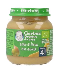 Gerber Tarrito Orgánico Pera y Plátano 125 gr