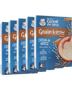 Gerber Pack de 5 Cremas de Arroz +4M 180 gr