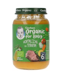 Gerber Organic Tarrito Hortalizas con Ternera +6m