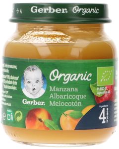 Gerber Tarrito Orgánico Manzana, albaricoque y melocotón 125 gramos