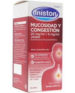 Iniston mucosidad y congestión 20 mg/ml + 6 mg/ml jarabe 1 frasco 200 ml