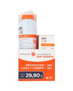 LetiAT4 Pack Protector Defense Spray SPF50+ y Crema SPF50+