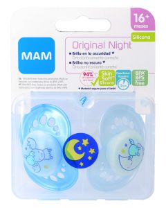 Mam Chupetes Azules Original Night +16 meses Silicona