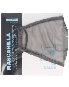 Mascarilla Transparente Homologada Reutilizable 15 Lavados Infantil Gris 7-12 Años