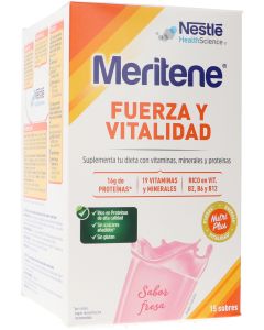 Meritene Batidos Fuerza y Vitalidad Fresa 15 Sobres