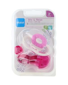 Mam Mini mordedor Bite & Relax con clip rosa