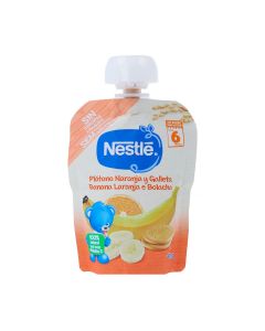 Nestlé Puré Bolsita Plátano Naranja y Galleta +6m