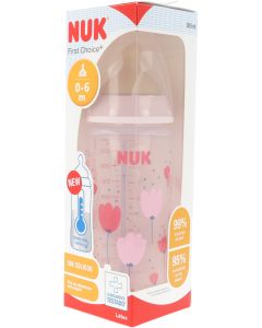 Nuk Biberon First Choice Temperatura 0-6 meses Látex 300 ml