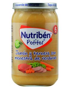 Nutribén Potito Jamón y Ternera con menestra de verduras