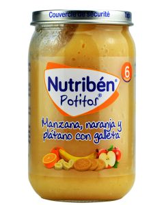 Nutribén Potito Manzana, Naranja, Plátano y Galleta