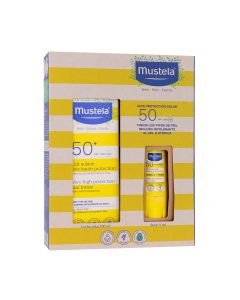 Pack Mustela con Leche solar SPF50+ y Stick Solar SPF50+